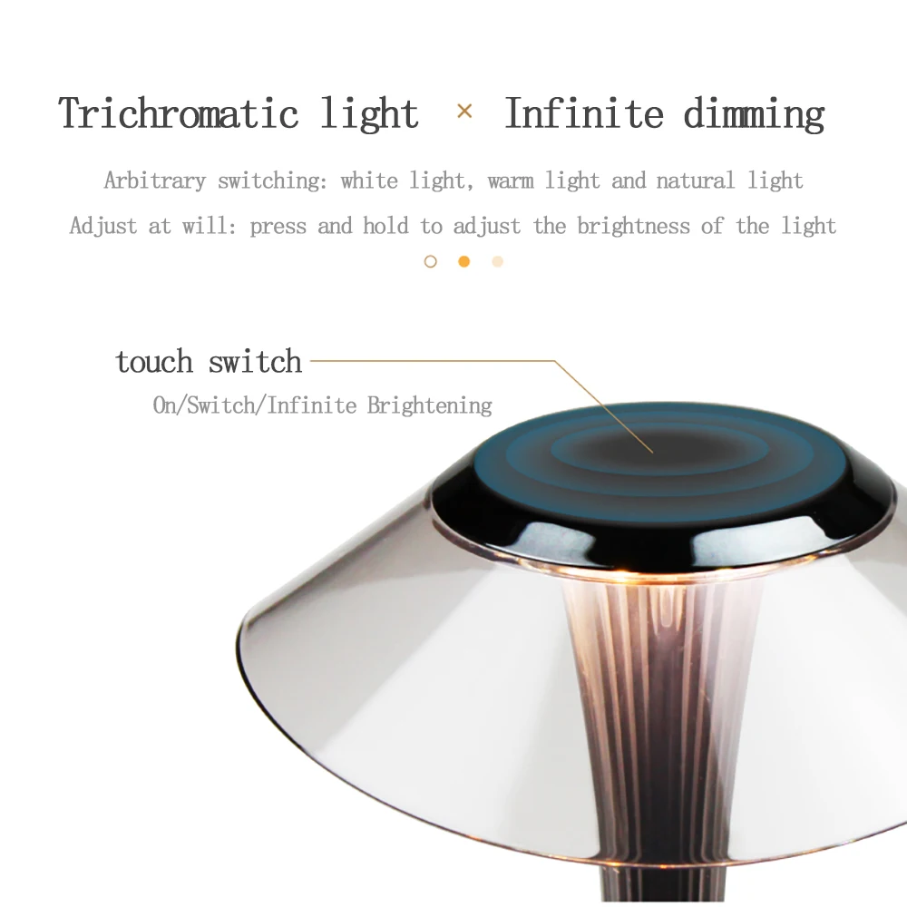 

LED Table Lamp Chargeable Dimmable Protection Eyes Smart Touch Switch Crystal Creative Table Lamp Book Light Indoor