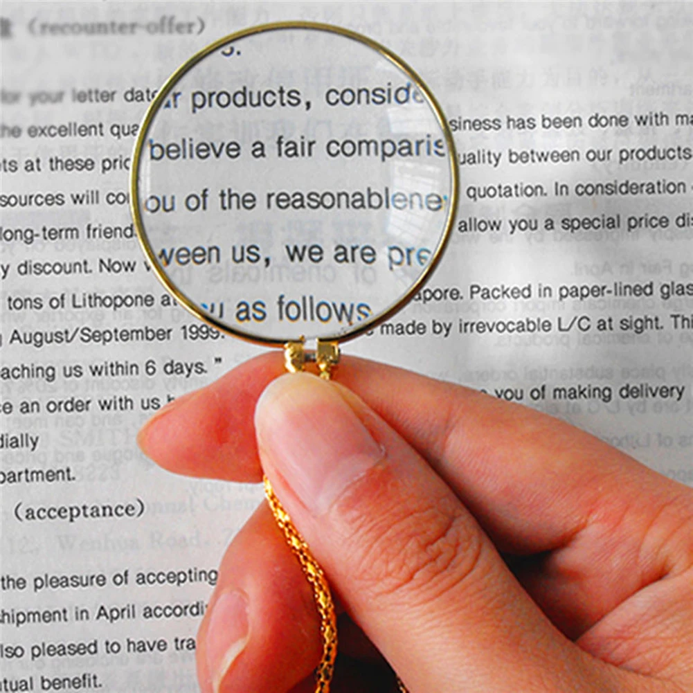 Hot Sale 5x Magnifier Round Reading Magnifying Glass Monocle Lens Pendant Long Gold Silver Plated Chain Necklace Gift | Украшения и