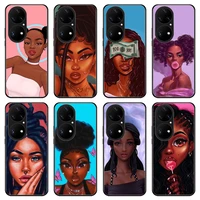 comics black girls phone cover for huawei p30 p40 p50 pro mate 40 40pro plus honor 50 50pro 50se non slip frame phone case