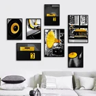 Ретро Радио виниловые пластинки настенное Искусство Холст Картина скандинавский желтый плакат принты винтажные картины для гостиной украшение дома
