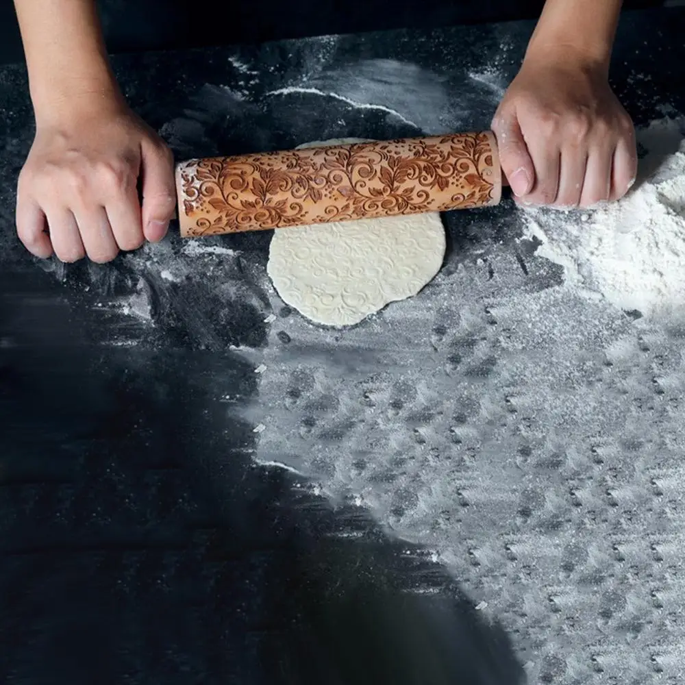 Рождественские тисненые Деревянные Скалки для выпечки печенья торта теста