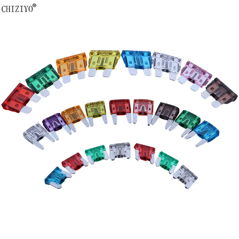 

10 шт., Автомобильные предохранители с коробкой, 5 А, а, 10 А, 15 А, 20 А, 25 А, 30 А, 40 А