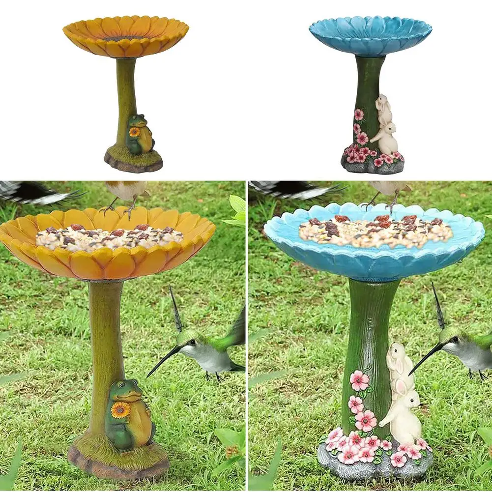 

Resin Rabbit Frog Birdbath Polyresin Antique Garden Bird Bath For Home Garden Yard Animal Sculptures Ornament Miniatures Resin