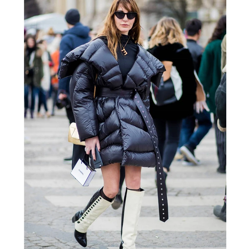 Женская куртка на хлопковой подкладке AEL теплая яркая с большим отворотом модная