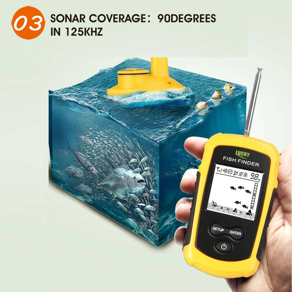 

LUCKY FF1108-1 Fish Finder Wireless Ice Fishing Sonar Sounder Alarm Transducer Underwater Camera 100m Fishing Echo Sounder