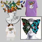 Наклейки-бабочки, футболки, термопечать, Аппликации сделай сам, нашивки для одежды, сделай сам, футболка, стикеры для глажки