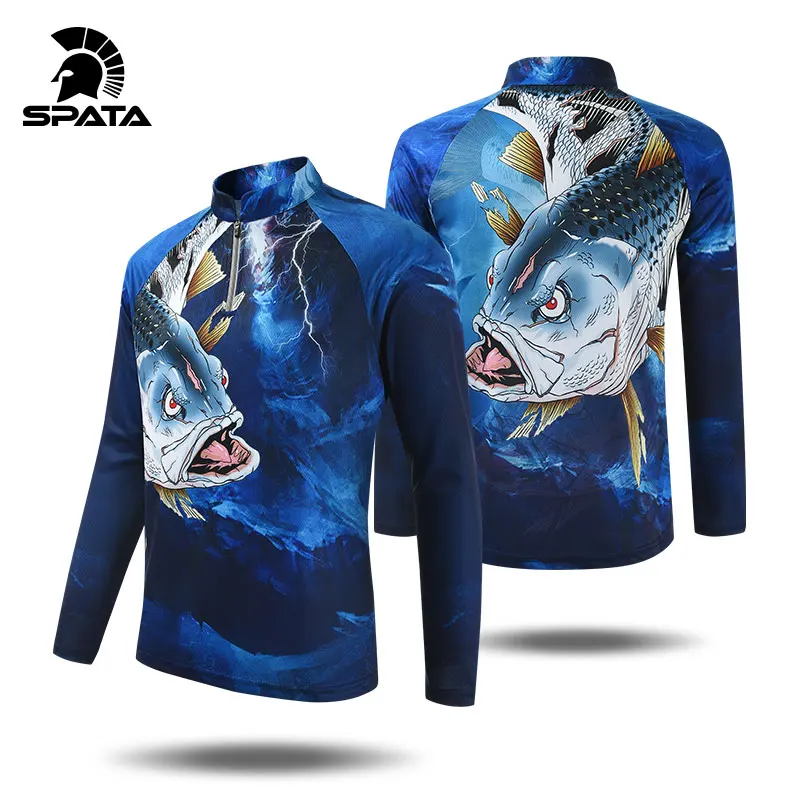 SPATA Новая Профессиональная сублимированная рыболовная рубашка с защитой от