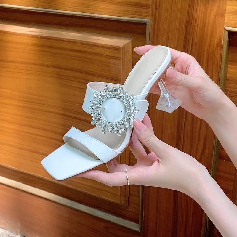 

Hot Sell Women Slippers Genuine Leather Party Wedding Shoes High Heels Sandals 100% Cowhide