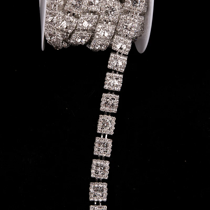 1 ярд 2 см квадратные кристаллы стразы отделка цепочка аппликация для свадебного