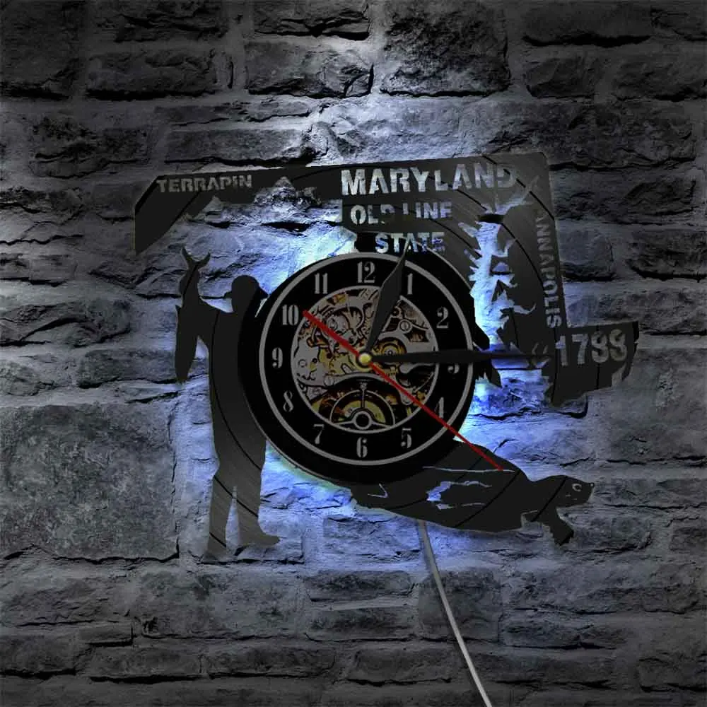 Old Line State Maryland Hunter Terrapin Wall Art Home Clock USA Annapolis Vinyl Record Vintage Watch | Дом и сад