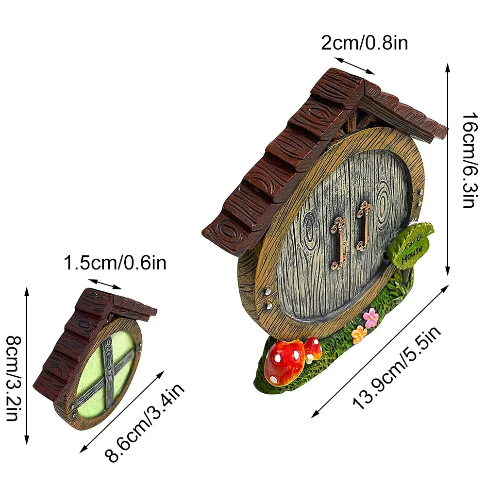 

Miniature Window Door Set Fairy Gnome House Decoration Fairy Tale Garden Micro Landscape Resin Ornament For Tree Garden Decor