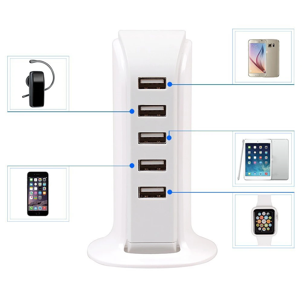 5Port Multi USB Charger HUB Display Charging Station Dock Universal Mobile Phone Desktop Wall Home Chargers EU/US/AU/UK Plug | Мобильные