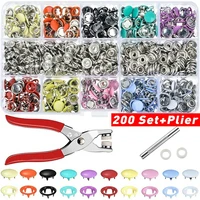 9 510mm 100200sets metal clothes sewing buttons prong ring press studs snap fasteners clip pliers sewing accessories diy