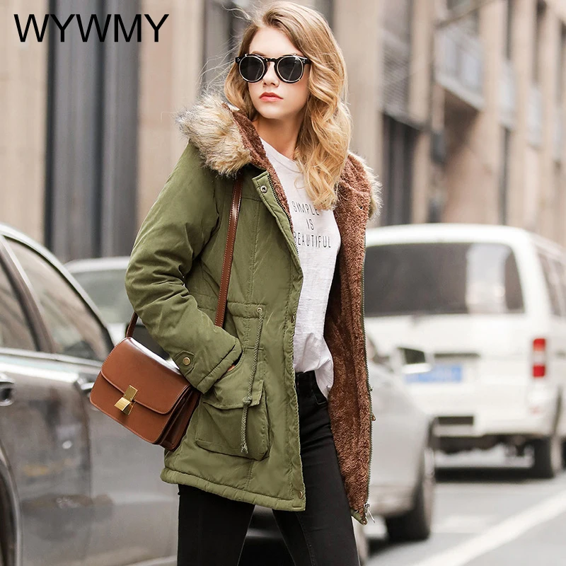 WYWMY Autumn Winter Jacket Women Parkas Cotton Padded Jacket Casual Slim Fit Coat Emboridery Hooded Parka Size 3XL Warm Overcoat