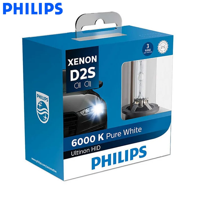 Philips D2S 85122W X 35W Xenon Ultinon HID 6000K холодный синий белый свет Авто обновление лампы Фары вспышка Быстрый старт, пара