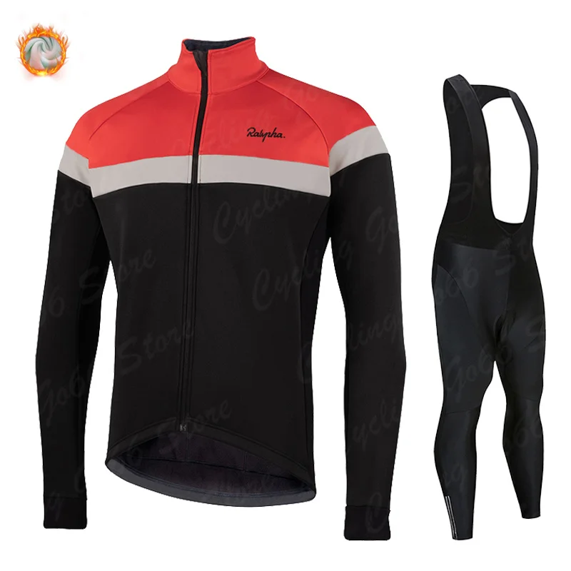 

2022 Ralvpha Winter Cycling Set Ropa Ciclismo Men Long Bicycle Wear MTB Bike Clothing Thermal Fleece Cycling Jersey Raphaful