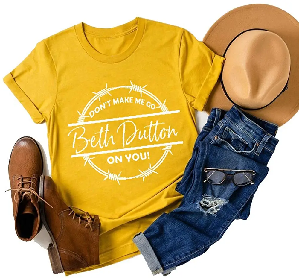 

Goth Beth Dutton Shirts Tops for Women Vintage Funny TV Show Yellowstone T-Shirt Retro Tee