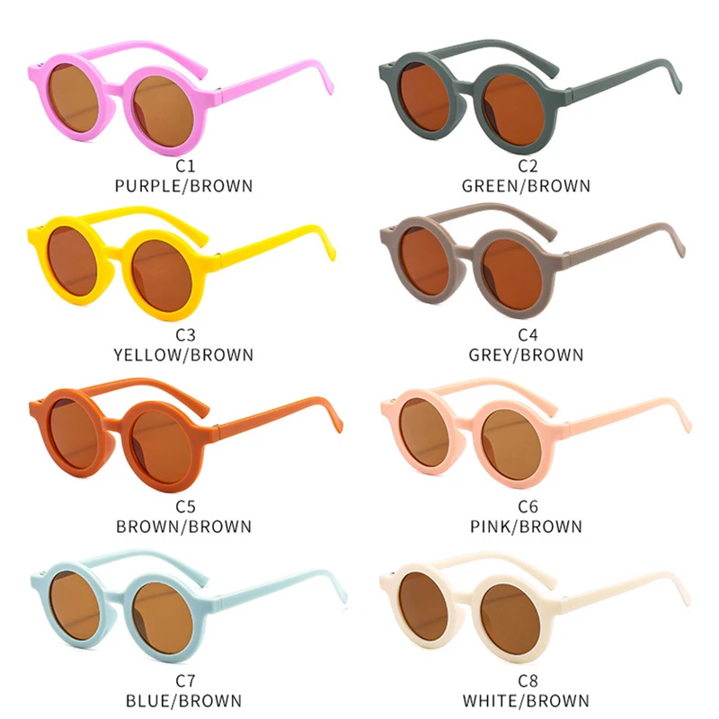 Круглые Солнцезащитные очки с сумкой для маленьких девочек детские