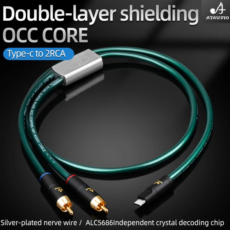 Фото Кабель HiFi Type C-2RCA двойной экранированный кабель OCC для телефонов Android подключенный