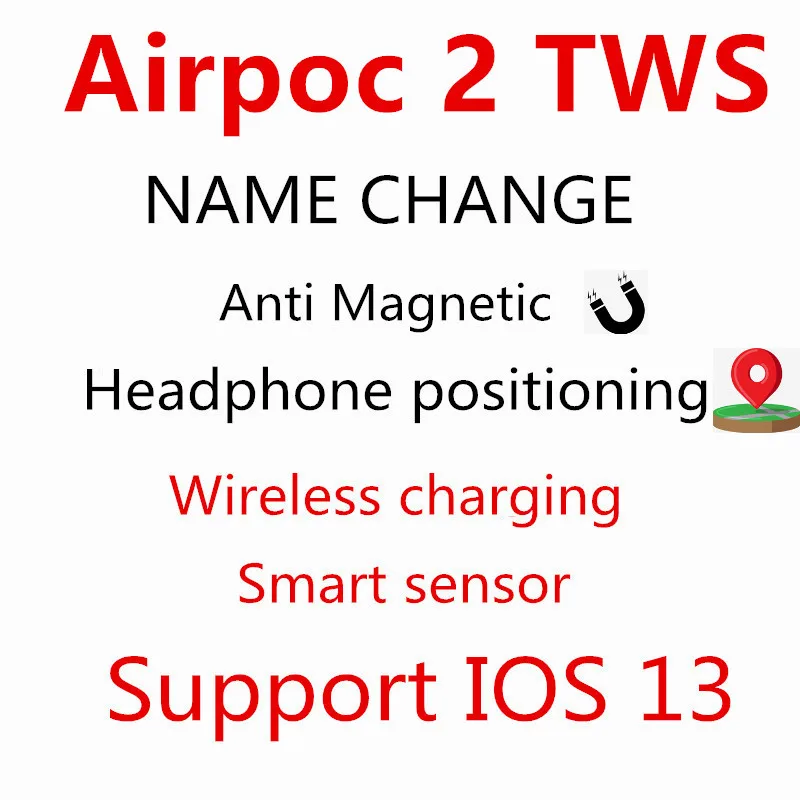 Airpos2 Tws, gps, беспроводные наушники, Bluetooth, наушники с сенсорным управлением, 8D Super Bass PK i5000 i9000 i90000 Pro MAX TWS