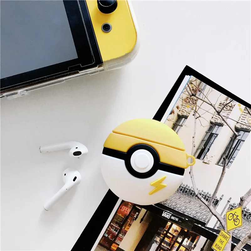 yellow ball Bluetooth чехол для наушников Airpods милый силиконовый защитный чехол для Airpods 2 аксессуары брелок стереоскопический чармандер - Цвет: yellow ball