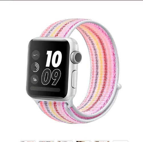 22 Ремешок для наручных часов Apple Watch 4 5 серии 3/2/1 38 мм 42 мм мягкий нейлон дышащий сменный ремешок Спортивные петли для наручных часов iwatch серии 4 40 мм 44 мм - Цвет ремешка: 22