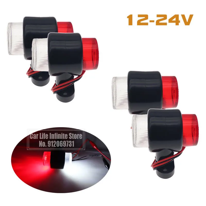 

4x 12V/24V 8LED Red & White Side Marker Light Truck Light Indicator Trailer Truck Lorry Caravan Turn Signal Lamp Safety Warning