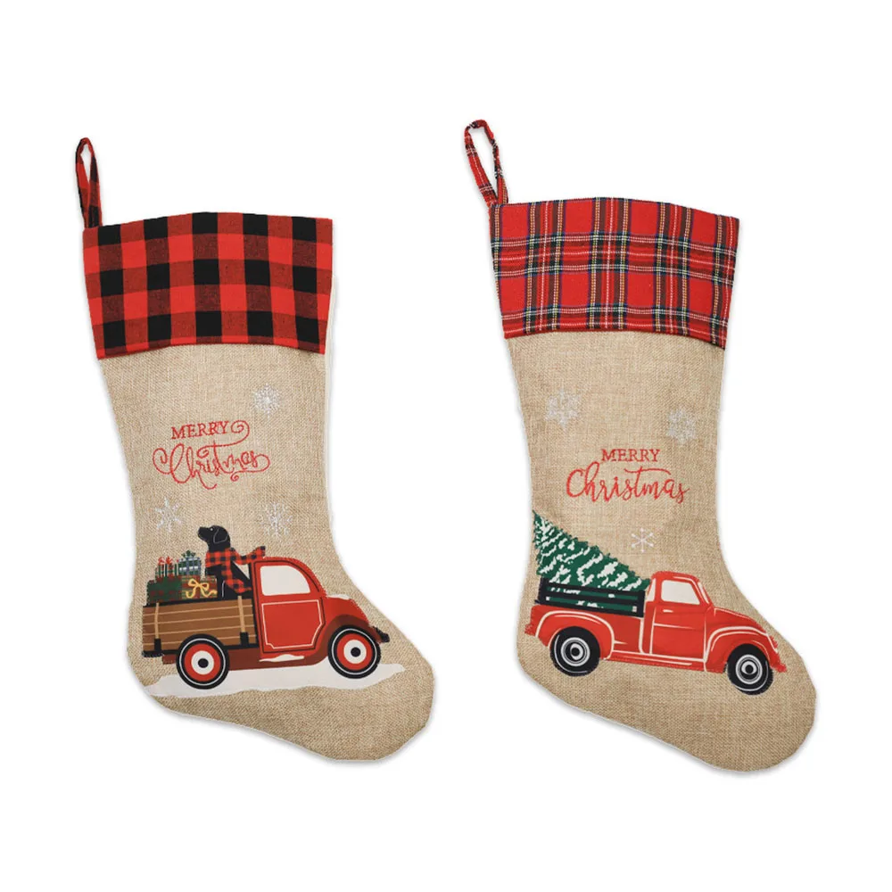 2 шт./пакет/автомобиль с изображениями на тему Рождества Носки из красного и
