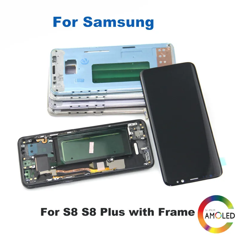 Супер Amoled ЖК экран для Samsung Galaxy S8 дисплей G950 PLUS G955 G955F сборка Замена с рамкой|Экраны