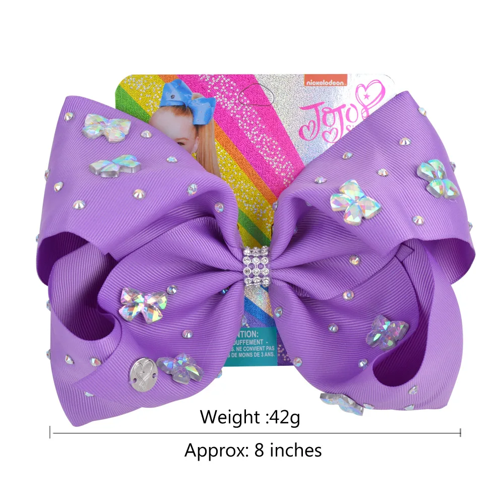 8 &quotJOJO бант заколка Радуга шпилька градиент печати GrosgrainRibbonBow со стразами HairClipsGirls