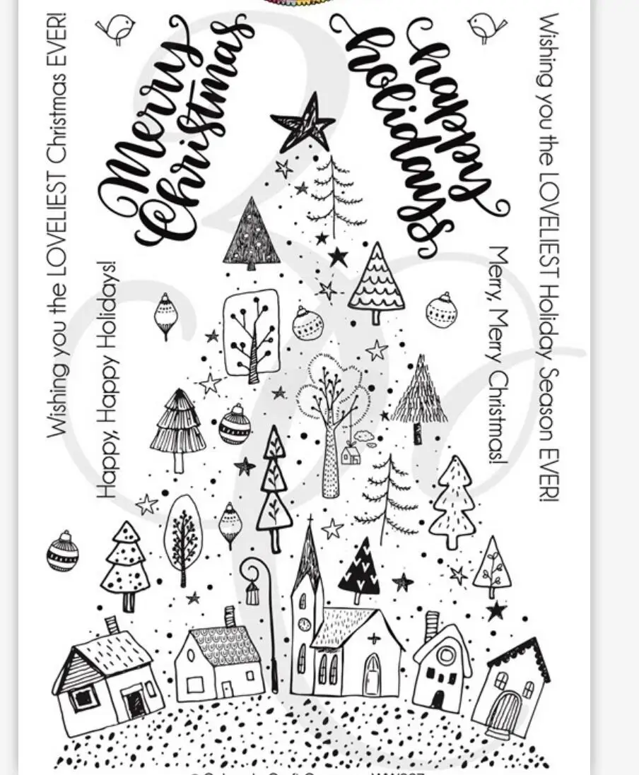 Рождественская елка прозрачный силиконовый штамп/печать для сделай сам