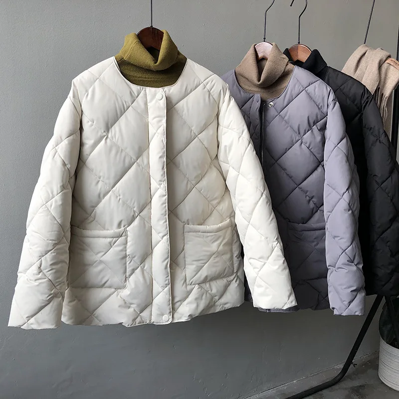 

2021 зимние женские стеганые пальто, короткая ромбовидная корейская модная стеганая куртка, хлопковая легкая верхняя одежда, пальто, женская ...