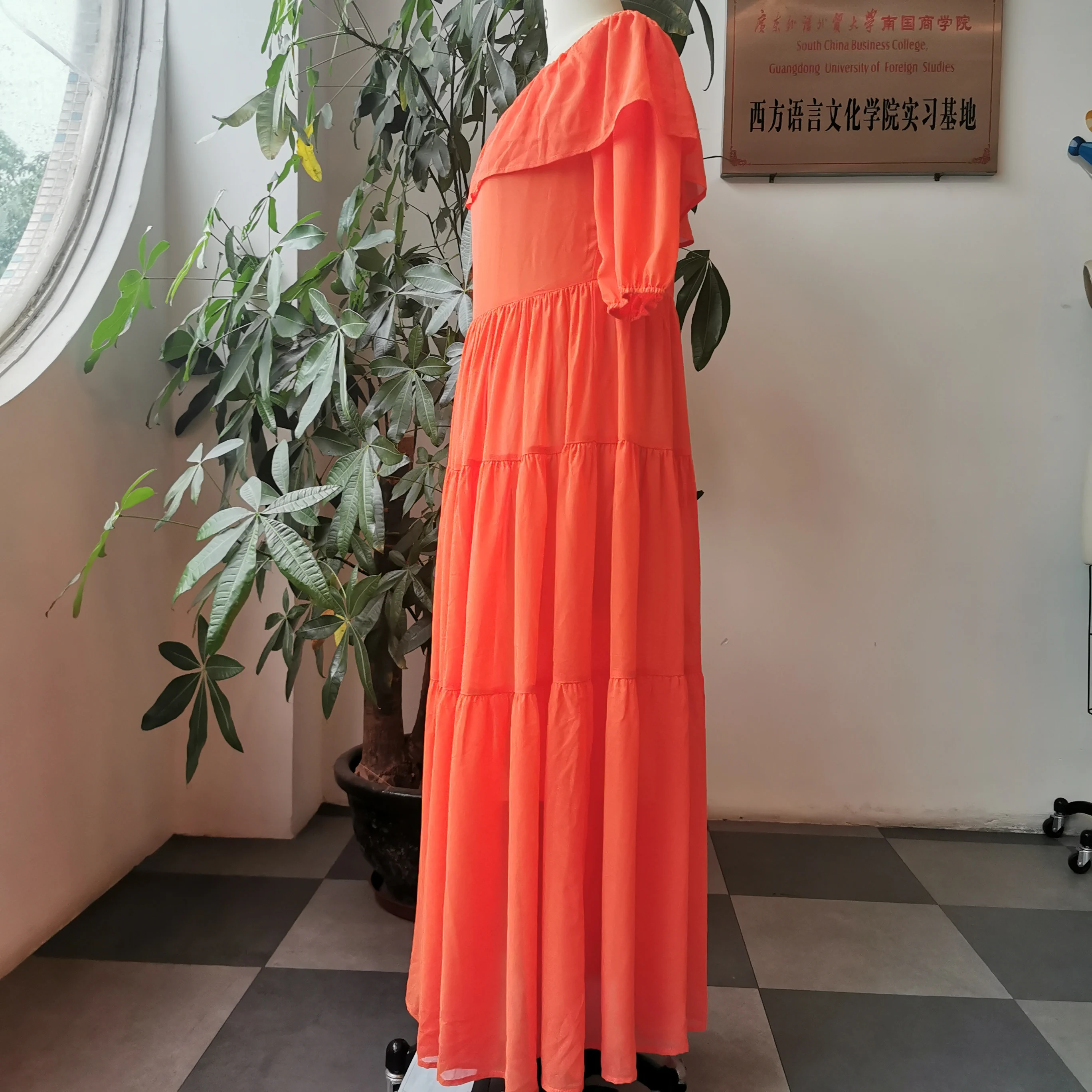 

Beach Dress Woman Summer Off Shoulder Orange 2021 Holiday Swing Sexy Ruffle Plus Size Casual Holiday Party Sundress Long Dresses