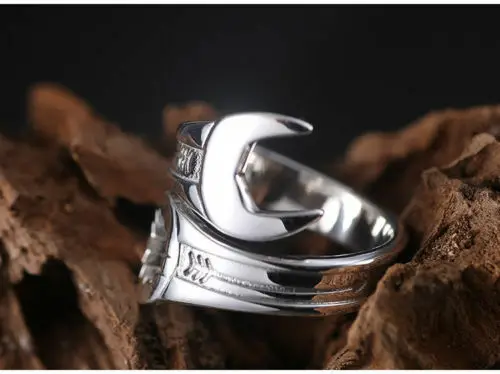 

New Fashion Men's Ring Cool Biker Mechanic Wrench Punk Style Rings for Man Size 8-13 Masculino Male Jewelry