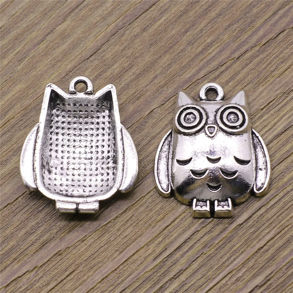 

6pcs 21x25mm Owl Charms Pendant For Jewelry Making Antique Silver Color Alloy Charms