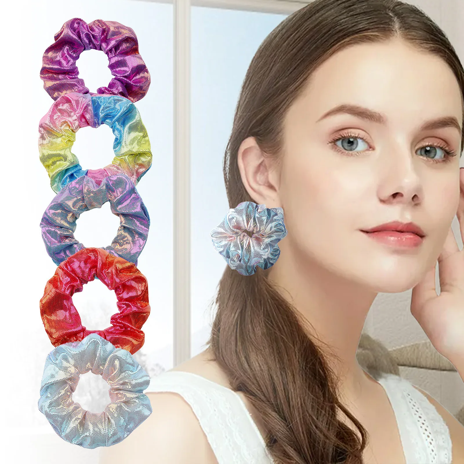 

Модные светящиеся эластичные резинки для волос со светодиодной подсветкой, Женская резинка для волос, сатиновые резинки, светящиеся блестя...