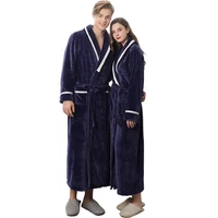 women men extra long warm coral fleece bathrobe kimono dressing gown winter thick flannel long robe men bath robe bride peignoir