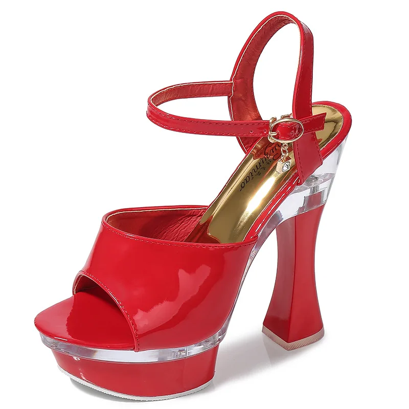 Леопардовые сандалии на толстом каблуке 14 см и платформе 4 Женская летняя