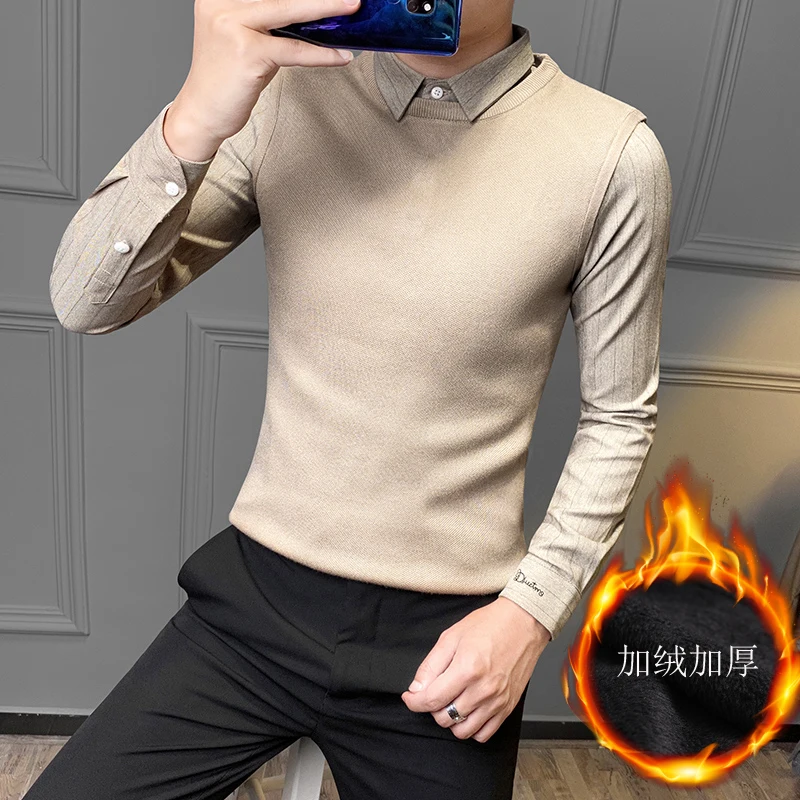 Мужской поддельный свитер из двух частей Корейская версия тренда с длинным