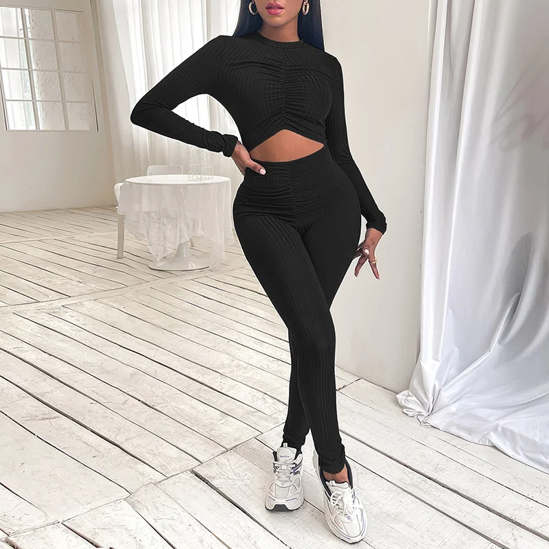 

Женский Повседневный комбинезон с длинным рукавом, модный однотонный Облегающий комбинезон в полоску, с круглым вырезом и вырезами, до пупк...