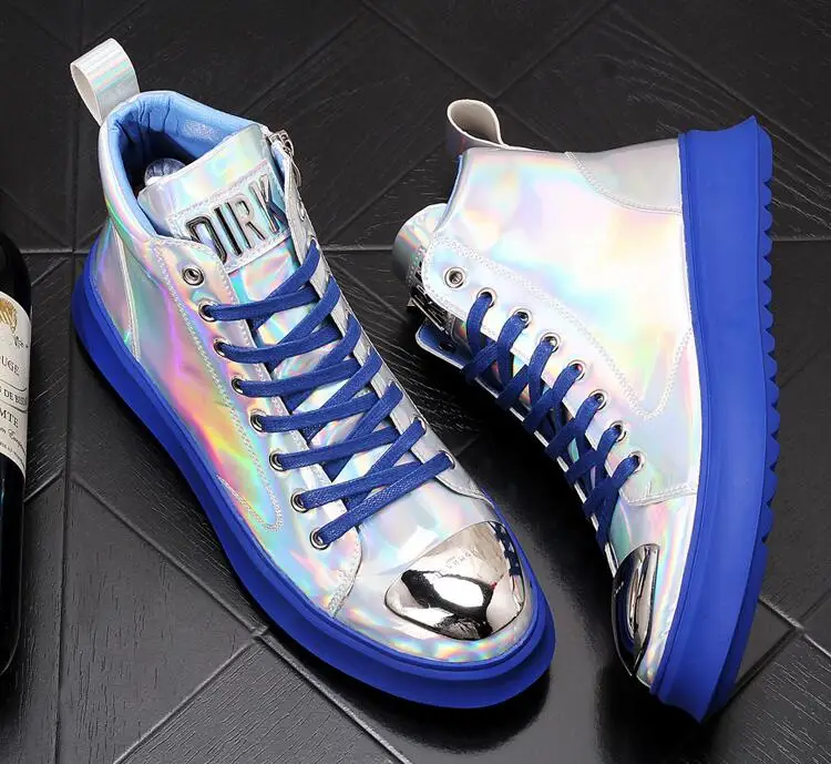 Модные кожаные мужские с высоким берцем панк-кроссовки в стиле хип-хоп Мужская