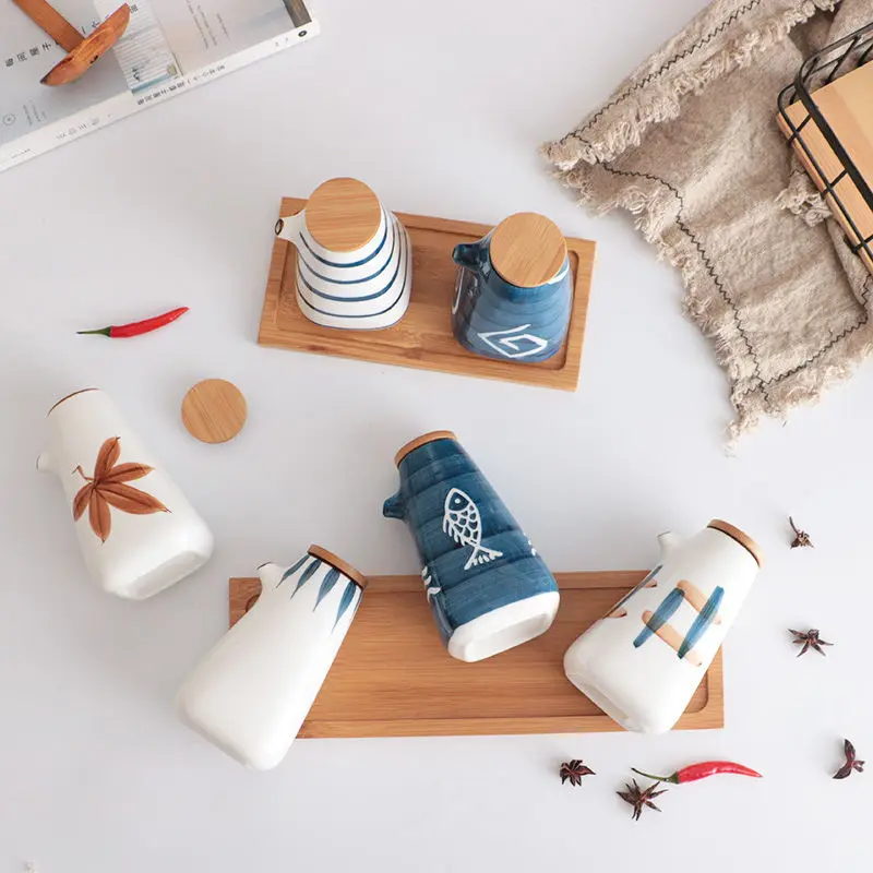 

Japanese-style Creative Kitchen Supplies Sauce Bottle Oil and Vinegar Bottle Ceramic Seasoning Bottle Sauce Pot Oil Pot Vinegar