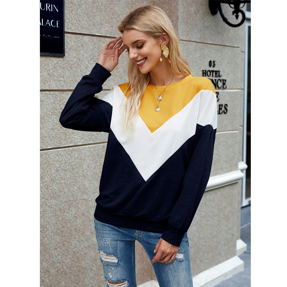 

Женская спортивная одежда в европейском и американском стиле, свободная футболка с круглым воротником и длинным рукавом