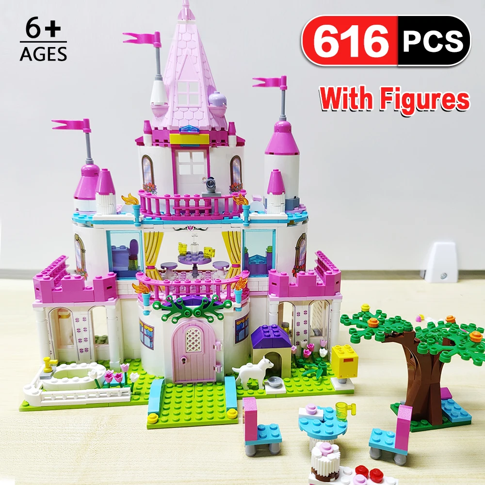 

616PCS Princess Series Castle Building Blocks Magical Ice Castle Bricks Compatible Friends Educational Toys For Children Girls