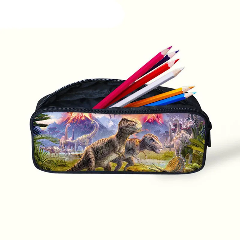 

Cartoon Jurassic World Dinosaur Print Canvas Zipper Pencil Cases Bag for Boys Girls Pen Bags School Supplies Pencilcase Custom