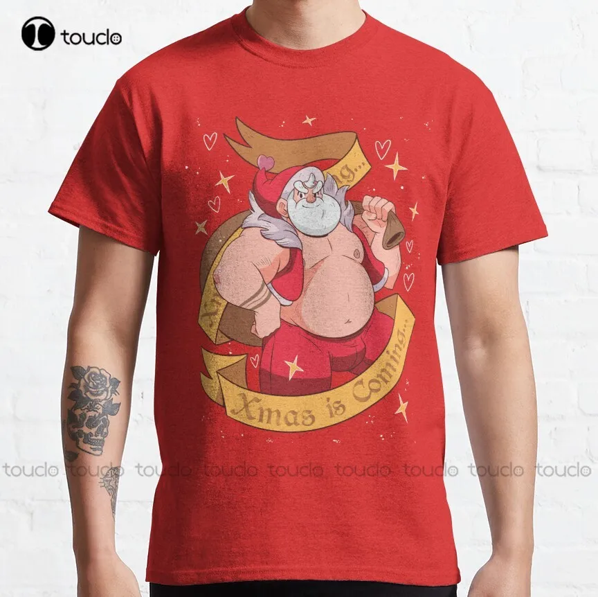 

Xmas Is Coming Christmas Winter Santa Classic T-Shirt Bike Shirts For Men Custom Aldult Teen Unisex Fashion Funny New Xs-5Xl
