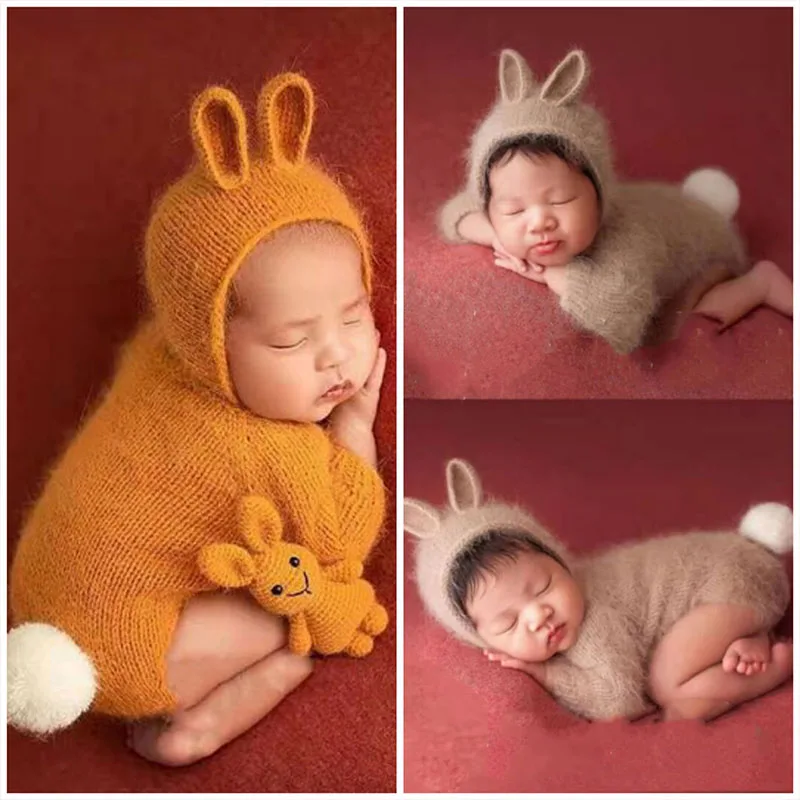 

Newborn Photography Props Baby Jumpsuit Set Men and Girl Baby Bunny Costume Set Photo Props Studio