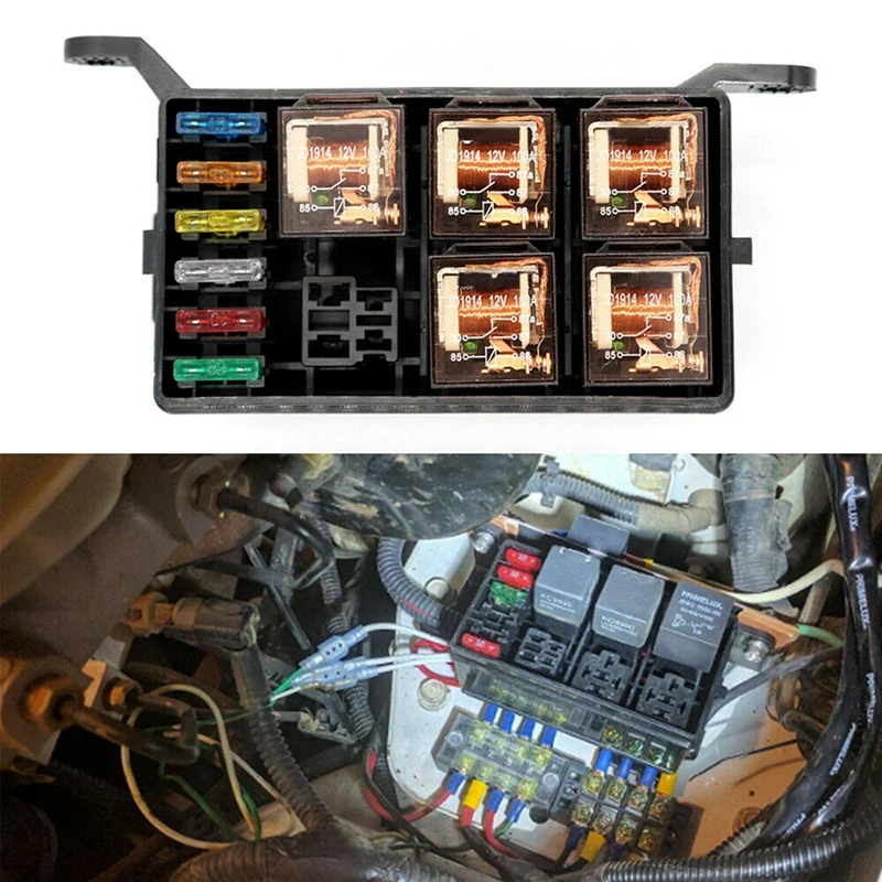 

Универсальный 12V автомобиль морской 6 каналов РЕЛЕ 6-образными пазами АТО/УВД лезвие предохранителей-держатель коробка страхование автомоб...