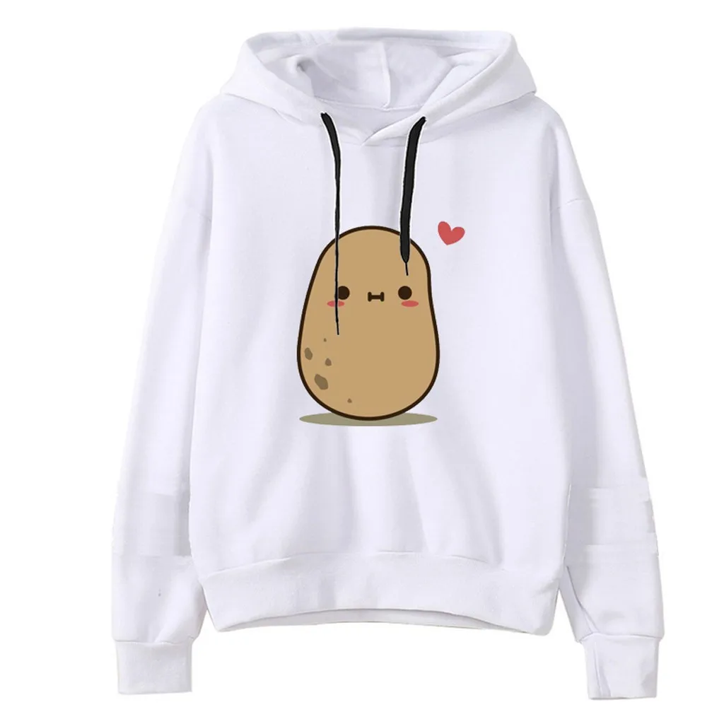 Толстовка Mikina женская с принтом в виде картофеля Модный повседневный Свободный