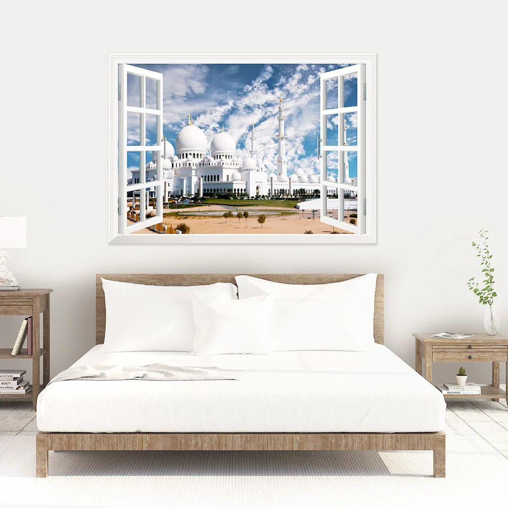 Имитация 3d стерео искусственное окно исламская мечеть белая фотообои для